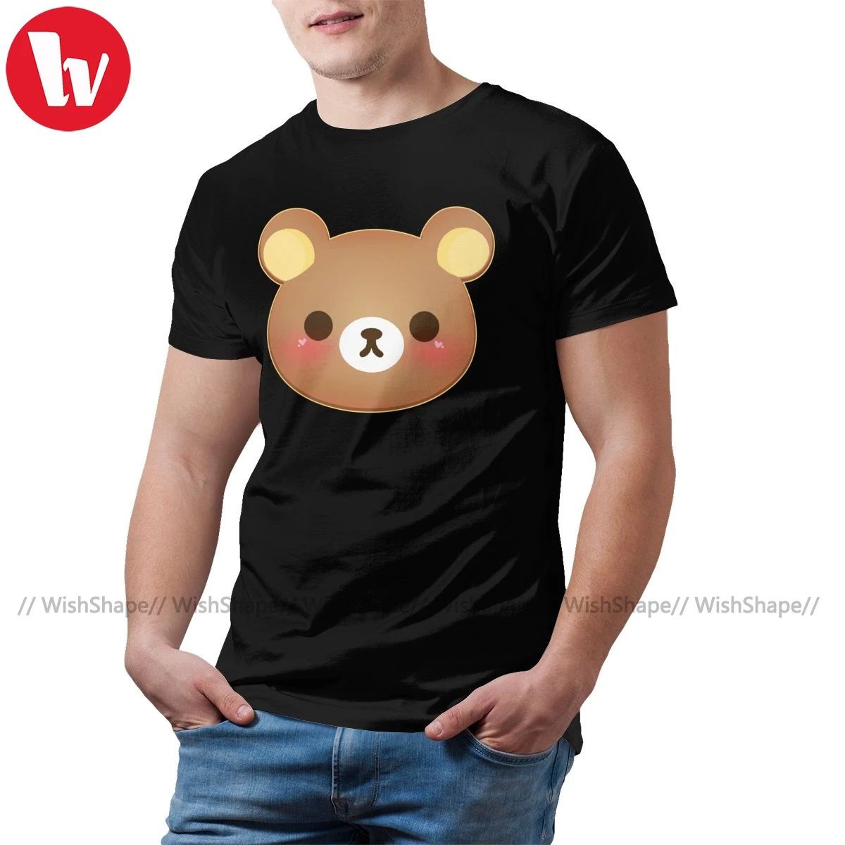 Rilakkuma футболка Румяна Футболка мужская 100% хлопковая с принтом Пляжная большого