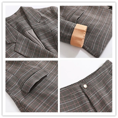 

Plaid Womens Office Sets Professional 2 Piece Set Women Pant And Top Ol Korean Set Ensemble Femme Survetement Conjunto Feminino