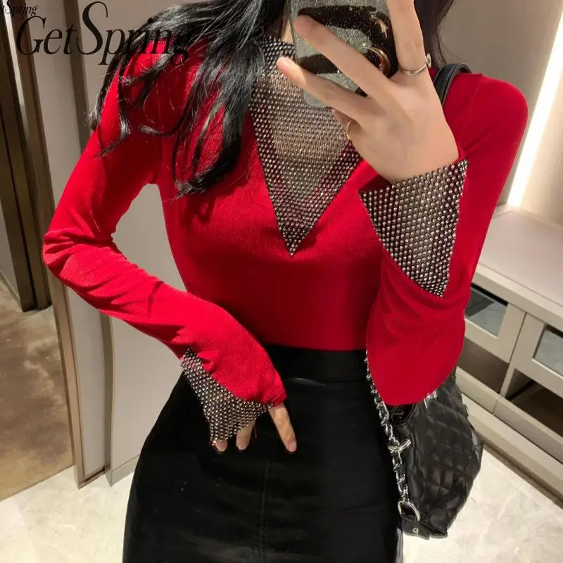 Женская футболка с длинным рукавом Getspring черная Повседневная модель 2020|Футболки| |