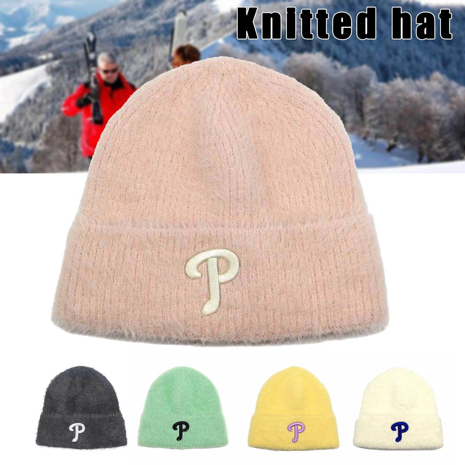 

New Knitted Beanie Cap Thick Warm Plush Stretch Hat Cap One Size Fits all Gift for Unisex Adult Winter Christmas New Year's