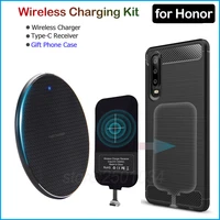 wireless charging for huawei honor 9 10 20 30 pro 20s v30 9x pro qi wireless chargerusb type c receiver adapter gift tpu case
