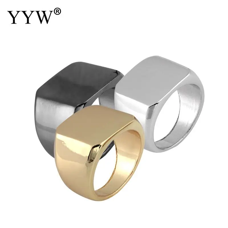 Гладкое кольцо на палец из цинкового сплава многослойное унисекс квадратное