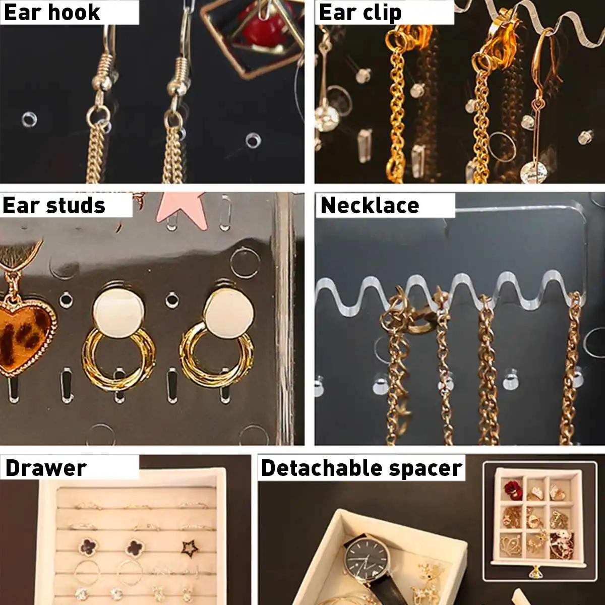 Подставка для сережек прозрачная витрина 2/3/4 лотка|Упаковка и стойки украшений| |