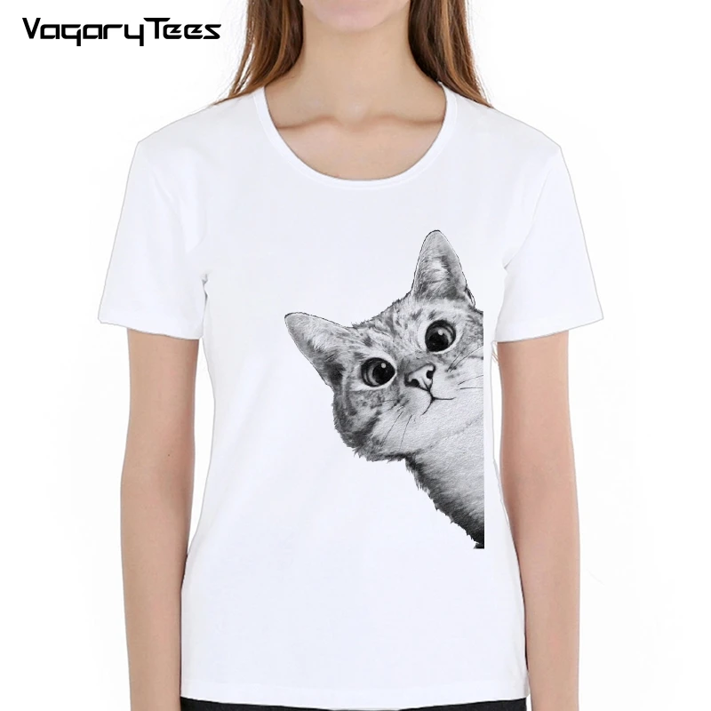 VagaryTees 2020 женская футболка с котом Милая Повседневная в стиле Харадзюку Забавный