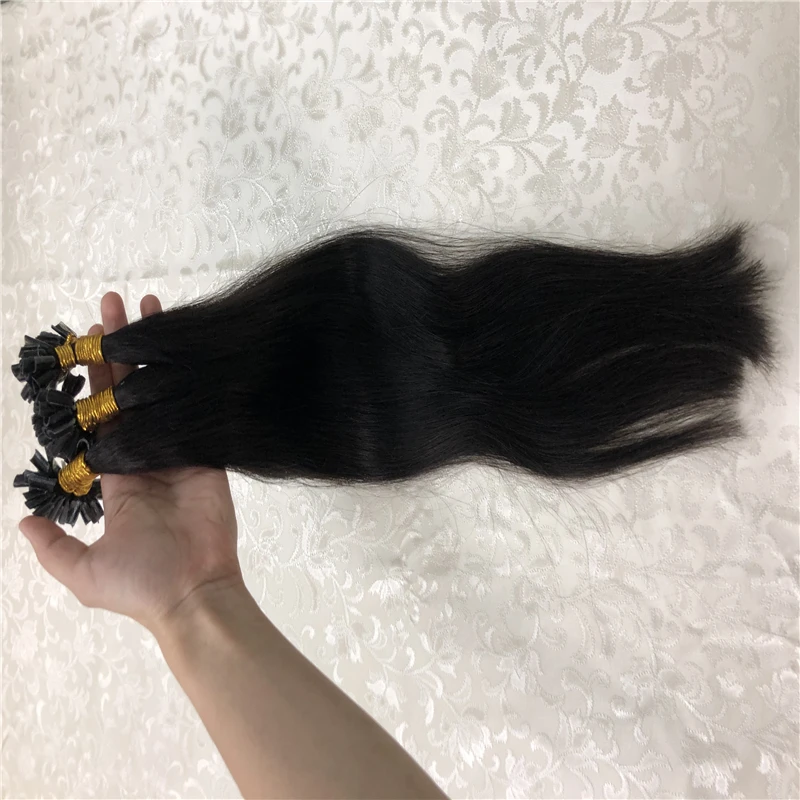 Прямые волосы машинное изготовление наращивание волос Реми 0 8 г/шт. 50 шт./компл.