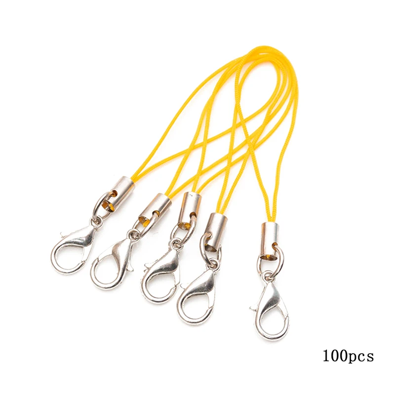 

100pcs Color Polyester Double Ring Jewelry Lanyard Mobile Phone With Craft Pendant DIY Handmade Materials
