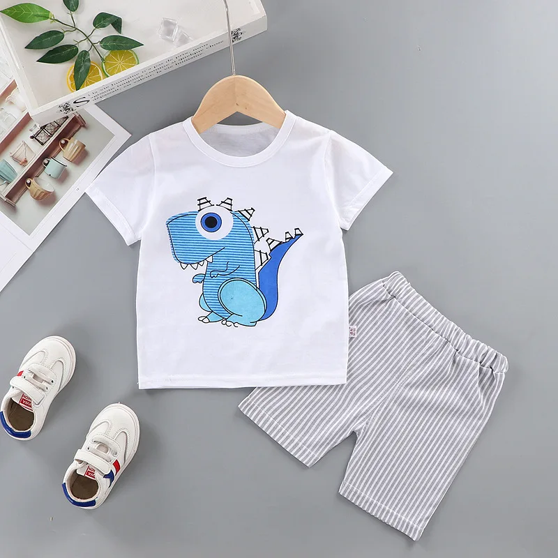 Детские комплекты с рисунком маленького динозавра одежда для маленьких