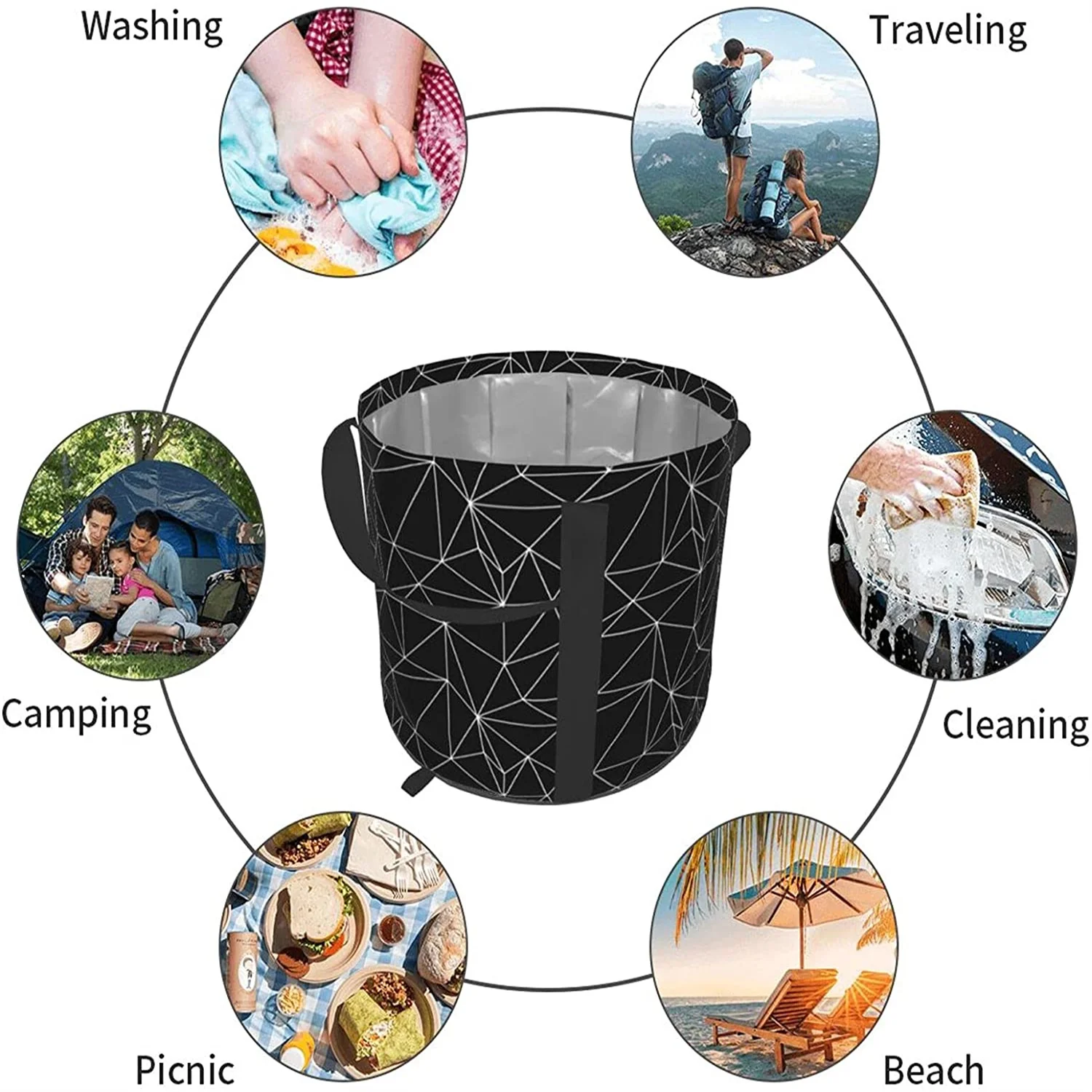 

5 gallon collapsible bucket, water storage container portable folding camping bucket fishing trip wash basin large water storage