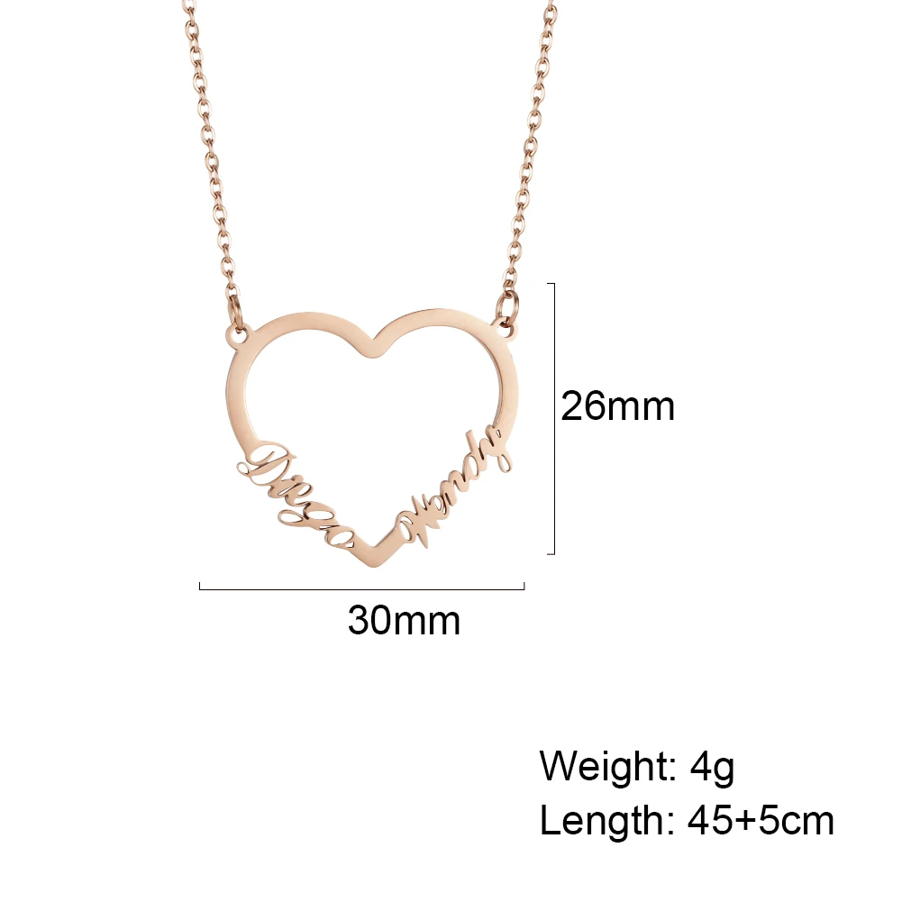 

Lucktune Heart Custom Necklace for Couple Double Names Fowever Love Stainless Steel Pendant Nameplate Jewelry for Girlfriend