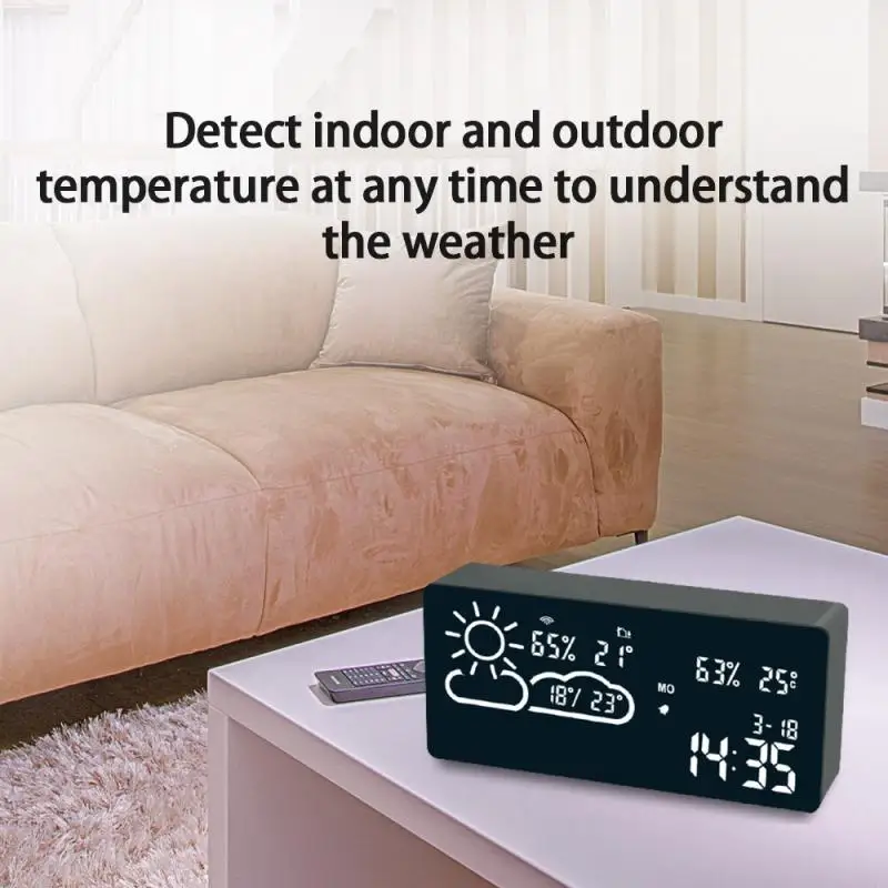 

WIFI Smart Alarm Clock LED Digital Weather World Time Weather Forecast Temperature Hygrometer Minimalism Style