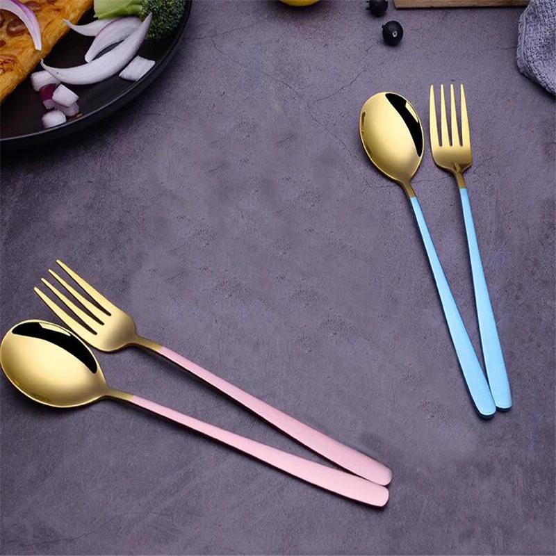 Ложка с длинной ручкой вилка Золотая ложка Вилка Для Мороженого столовая посуда