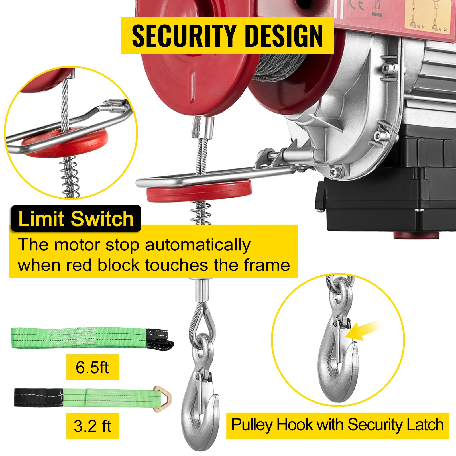 Электрический подъемник VEVOR подъемный кран с проволочным кабелем 200-1000 кг