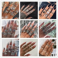 bohemian womens antique silver color rings boho indian jewelry vintage midi knuckle ring set finger bijoux femme