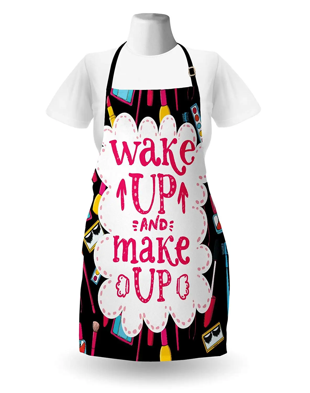 Кухонный Фартук с надписью Wake Make with Cosmetic Губная Помада Тушь для ресниц и лак