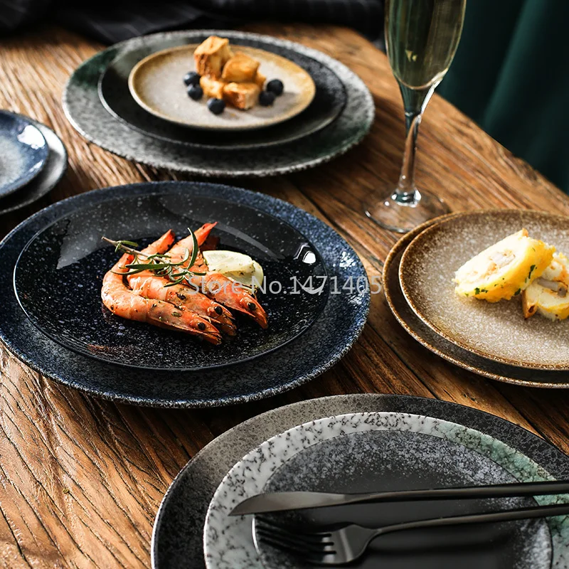 이불 zastawa stołowa w stylu japońskim Retro Home Pasta Talerz śniadaniowy Specjalny płaski talerz Naczynie Kreatywna restauracja netto