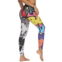 graffiti printed yoga pants sports gym leggings running sweat wear skinny workouts boom cartoon dye high waist exercise clothing