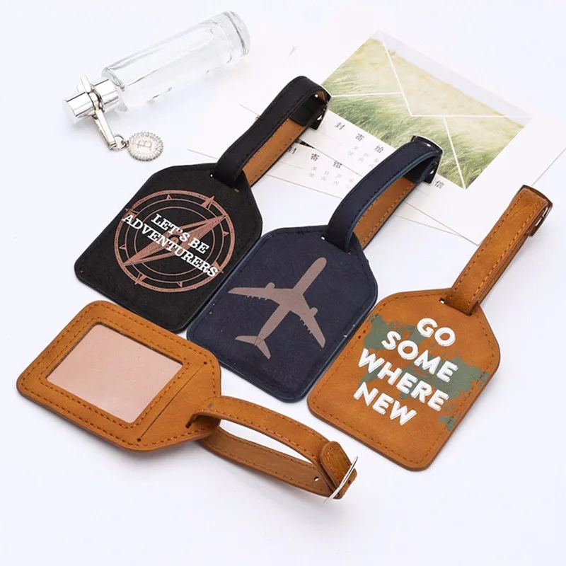 

Travel Leather Suitcase Luggage Tag Suitcase ID Address Holder Creative Accessories Portable Baggage Boarding Label