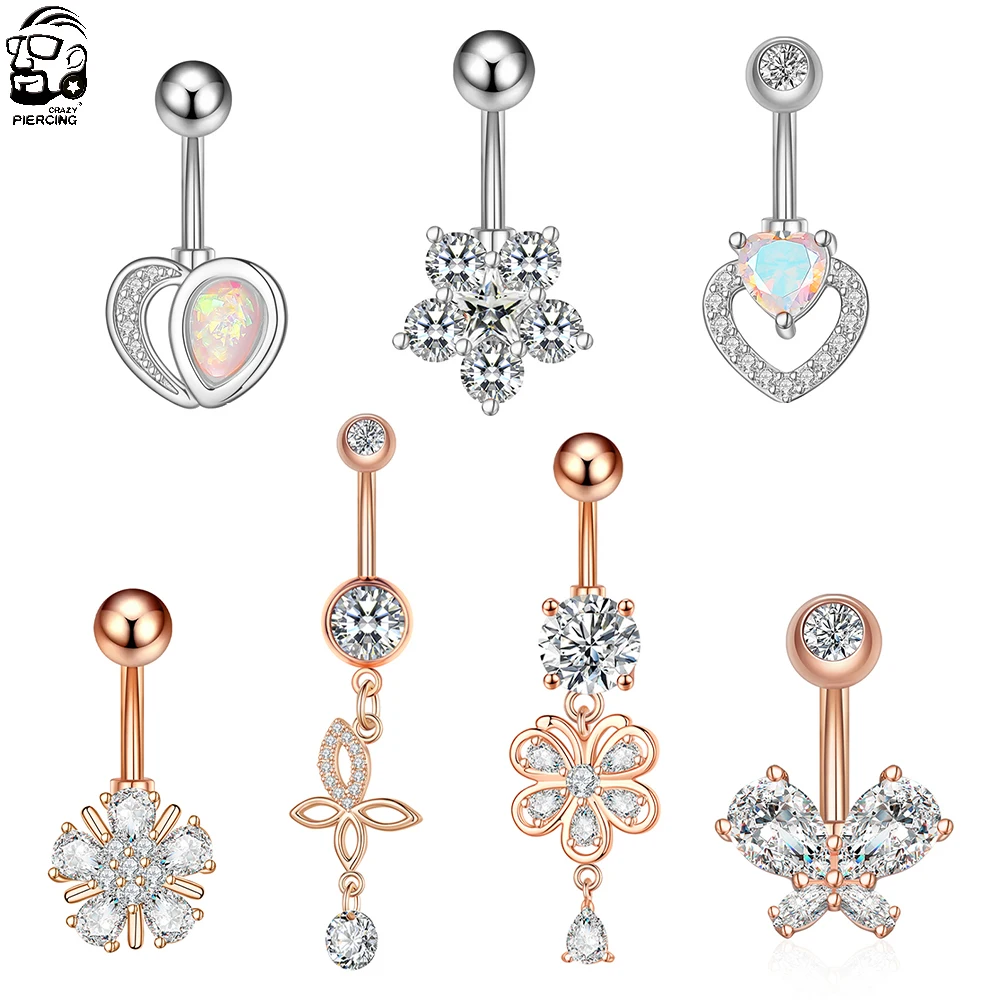 

Кольцо для пупка с сердечком, цветком, бабочкой, 14 г