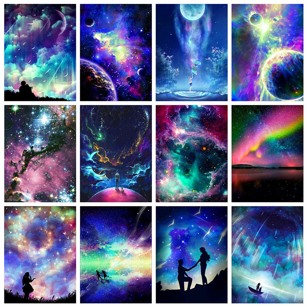 

5D Diy Diamond Painting Full Diamond Creative Landscape Cross Stitch Kit Starry Sky Embroidery Rhinestone Mosaic Home Decoration