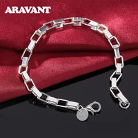 925 silver box chain bracelet for women fashion jewelry
