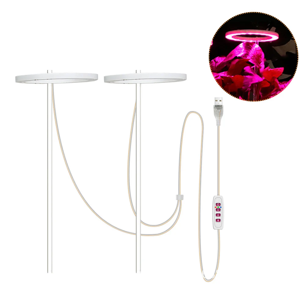 

Регулируемое садовое комнатное уличное кольцо полного спектра Цветущая двойная головка USB зарядка цикл таймер переключатель светильник дл...