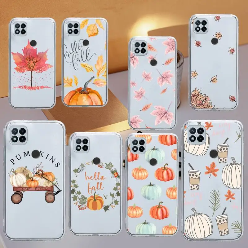 

Pumpkin happy autumn fall leaves Phone Case Transparent for Xiaomi redmi note 8 9 10 11 t lite pro ultra mix 4 k40