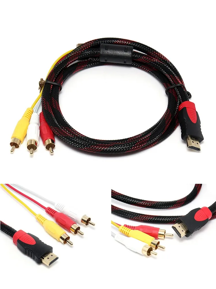 5Ft HDMI совместимый штекер к 3 RCA Видео Аудио AV кабель адаптер для ТВ HD TV DVD 1080P с 24K