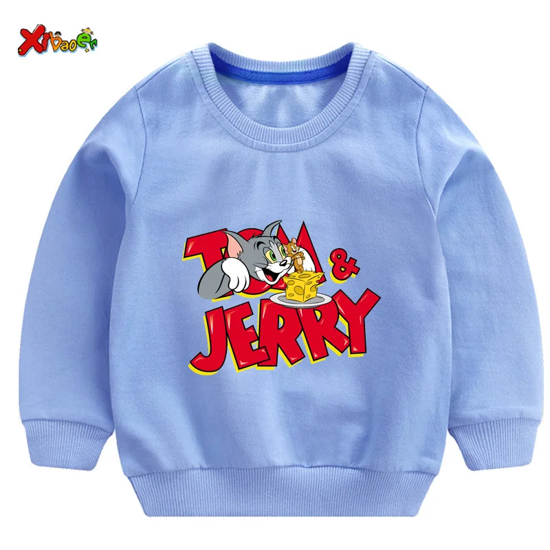 toddler girl sweatshirts baby boy hoodie children Pullover Tops Autumn Fashion Long Sleeve Cartoon Tom and jerry clothing