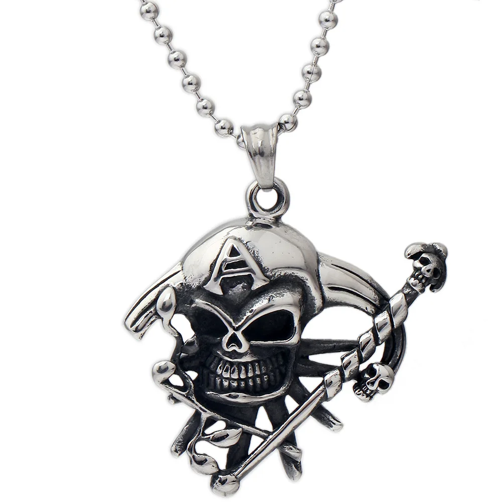 

Винтажное ожерелье с подвеской в стиле панк для мужчин и женщин, ожерелья из нержавеющей стали в стиле хип-хоп с черепом, украшения на Хэллоу...
