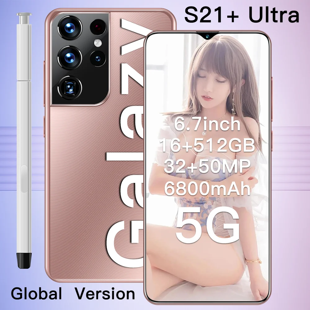 

6.7" Galax Hot Sell S21+ Ultra Smartphone 16GB+512GB 6800mAh MTK6889 Rear Five Camera Deca Core Android 11 4G 5G LTE Cellphone