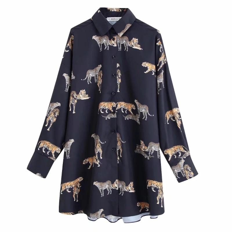 

New 2020 women vintage animal print casual loose kimono blouse shirts women wild chic chemise blusas brand femininas tops LS6080