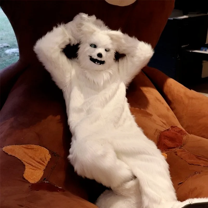 Fursuit Fox Mascot Costume Long Plush Hair Animatronic Mouth Carnival Halloween | Тематическая одежда и униформа