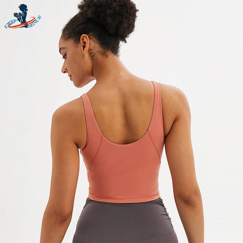 

DEEPSENSE Wirefree Workout Fitness Top Push Up Sports Bra for Women Padded Yoga Underwear Training Running Vest Active Wear