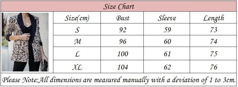

Fashion Leopard Print Single Breasted Blazer Winter Women Coat Plus Size Long Sleeve Coat Women Jackets Office Lady Blazer Tops