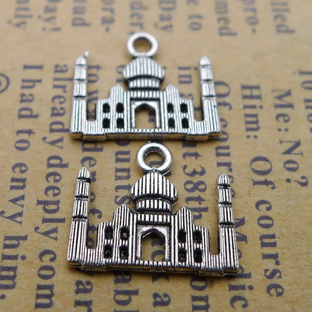 

300pcs Castle Charms 12mm x 13mm DIY Jewelry Making Pendant antique silver color
