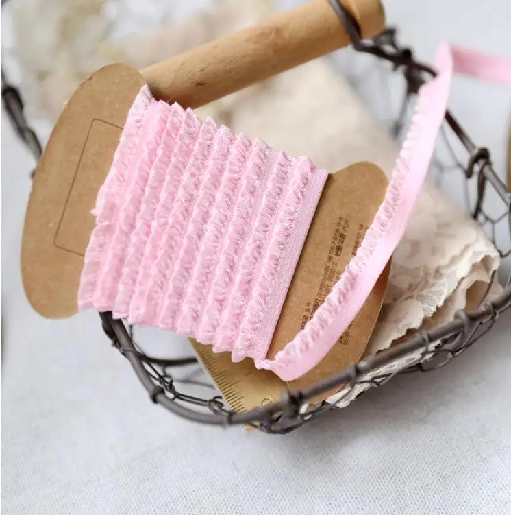 5 метров 2020 розовая кружевная лента с оборками для костюма косплея декоративная