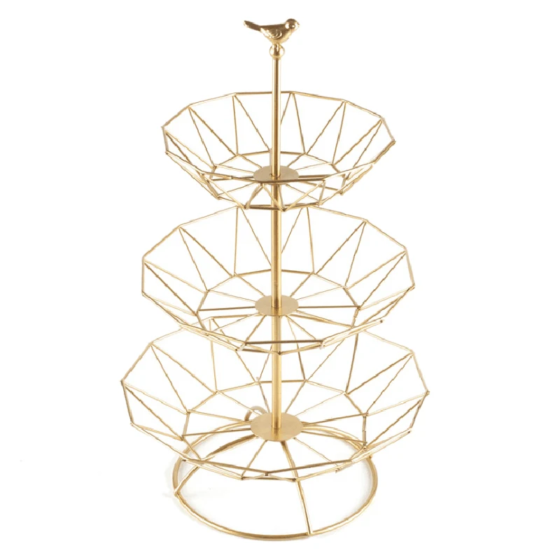 

Household 3 Tier Fruit Plate Countertop Metal Fruit Basket Vintage Style Tray Stand Storage Basket Kitchen Fruit Basket Decor