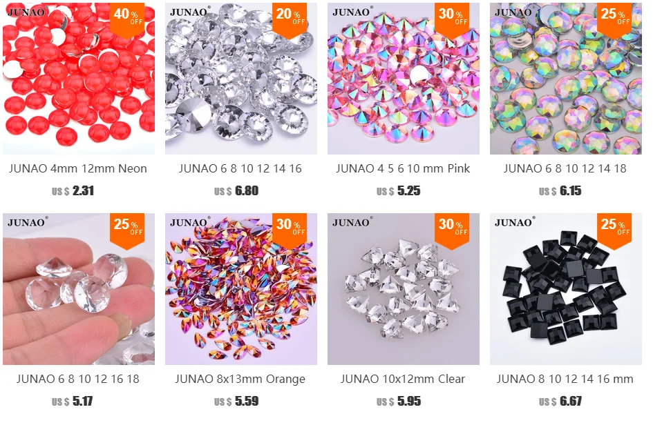 JUNAO 3, 4, 5, 6, 8, 10, 12, 20 мм круглые прозрачные кристаллы стразы с плоской задней стороной акриловые драгоценные камни для ногтей хрустальные камни без горячей фиксации Стразы
