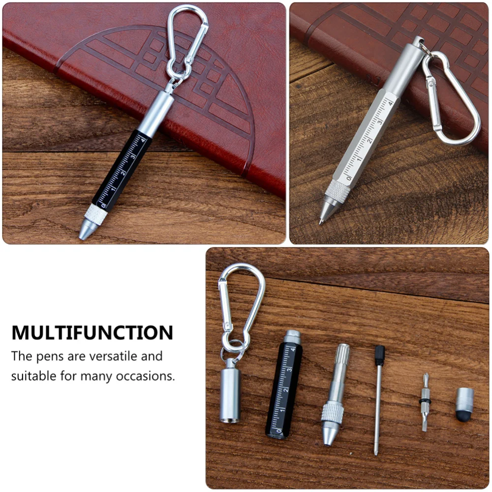

2pcs Outdoor Metal Pens Multi-Functional 6 in 1 Pens Screwdriver Pens