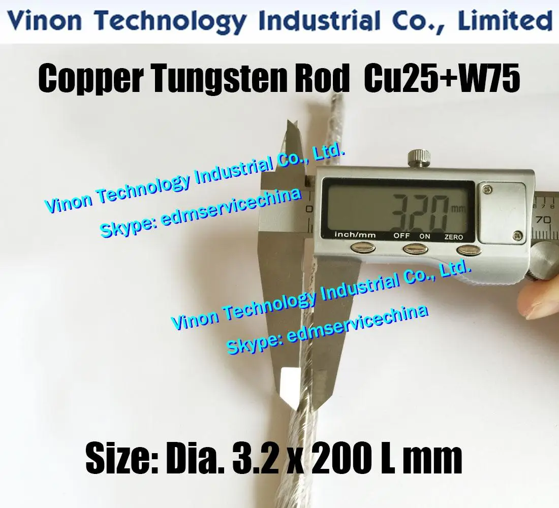 

(5PCS PACK) Dia. 3.2x200mm Copper Tungsten Rod W75 (Copper 25%+Tungsten 75%),Spark Erosion Tungsten Copper Alloy Electrode Round