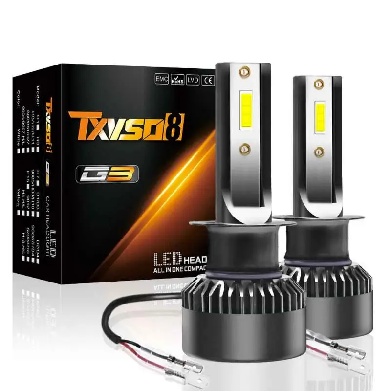 

2PCS Upgrated Super Bright car LED Headlights Bulbs H1 H4 H7 H8 H9 H11 9005 9006 9012 100W 15000LM 6000K Auto Car Driving Bulbs