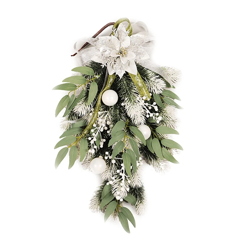 

Искусственные рождественские каплевидные украшения с ягодами, цветами и шариками для входной двери, домашний и наружный Рождественский Де...