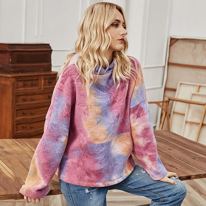 

Tie Dye Hoodie Women Cotton Hooded Sweatshirt Streetwear Spring Autumn Oversized Female Fashion Tops Tracksuit