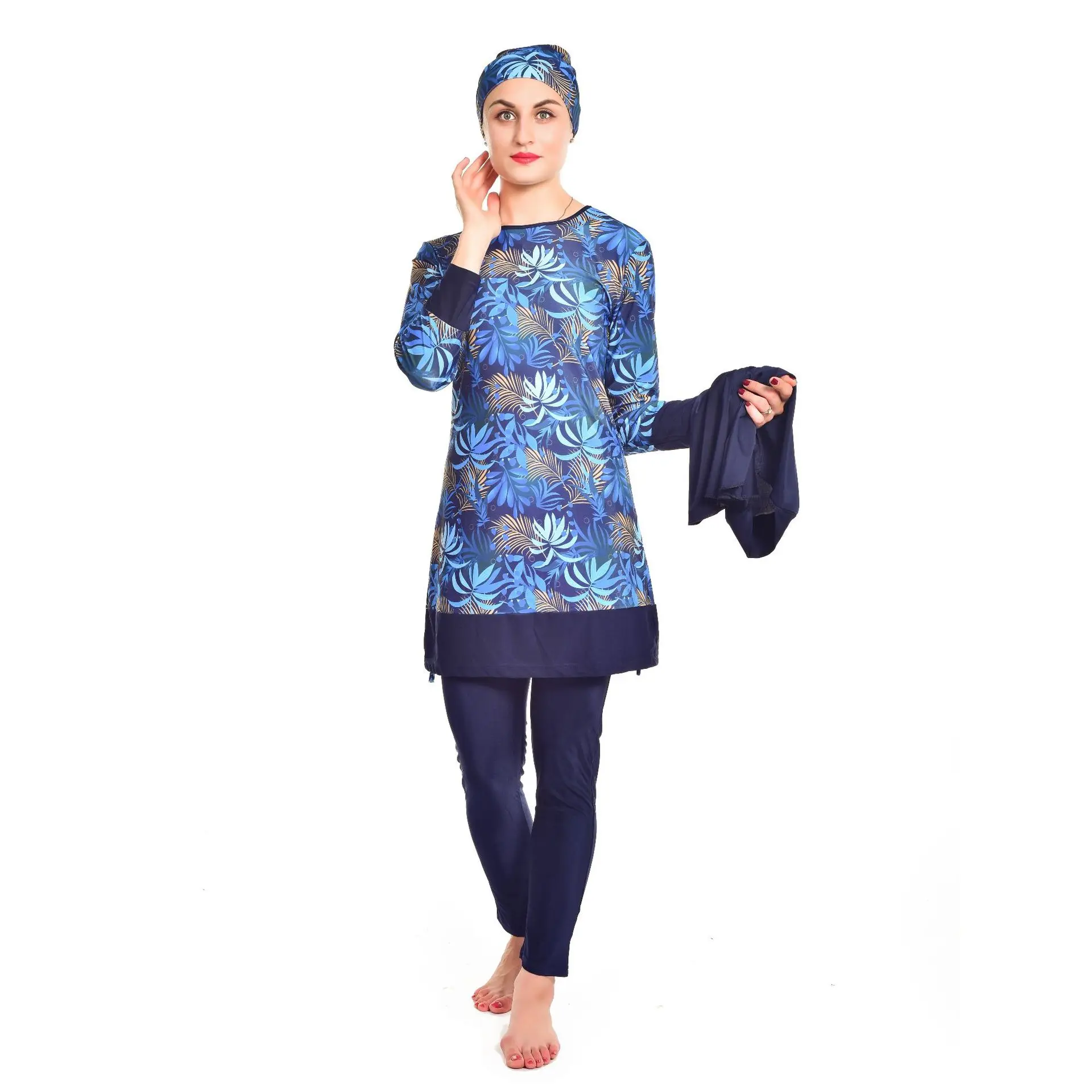 

2021 Muslim Swimwear Islamic Full Cover Modest Summer Beach Swim Wear Arab Women Beachwear Burkini Swimsuit Sport Bathing Suit
