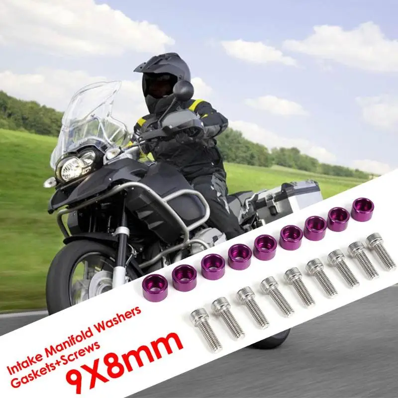 9 шт. 8 мм Автомобильный впускной коллектор алюминиевые шайбы + винты отличный