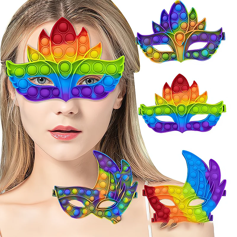 

Маска-антистресс для Хэллоуина, вечеринки, выпускного вечера, игрушки-пузырьки, сенсорные канцелярские товары, коробка с простыми отверсти...