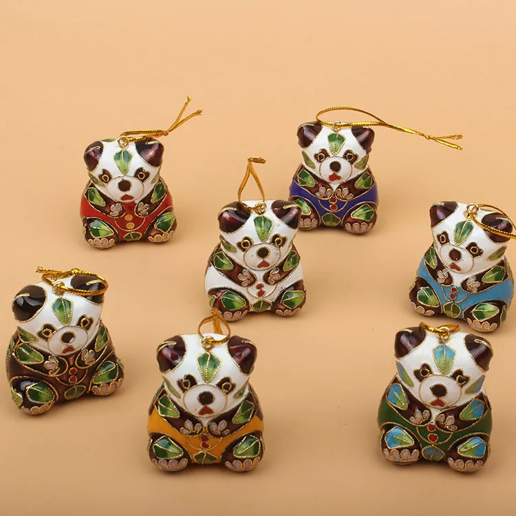 

Fancy Enamel Panda Charms Keychain Cloisonne Filigree Animal Car Key Bag Necklace Pendant Decorations Christmas Tree Hanging