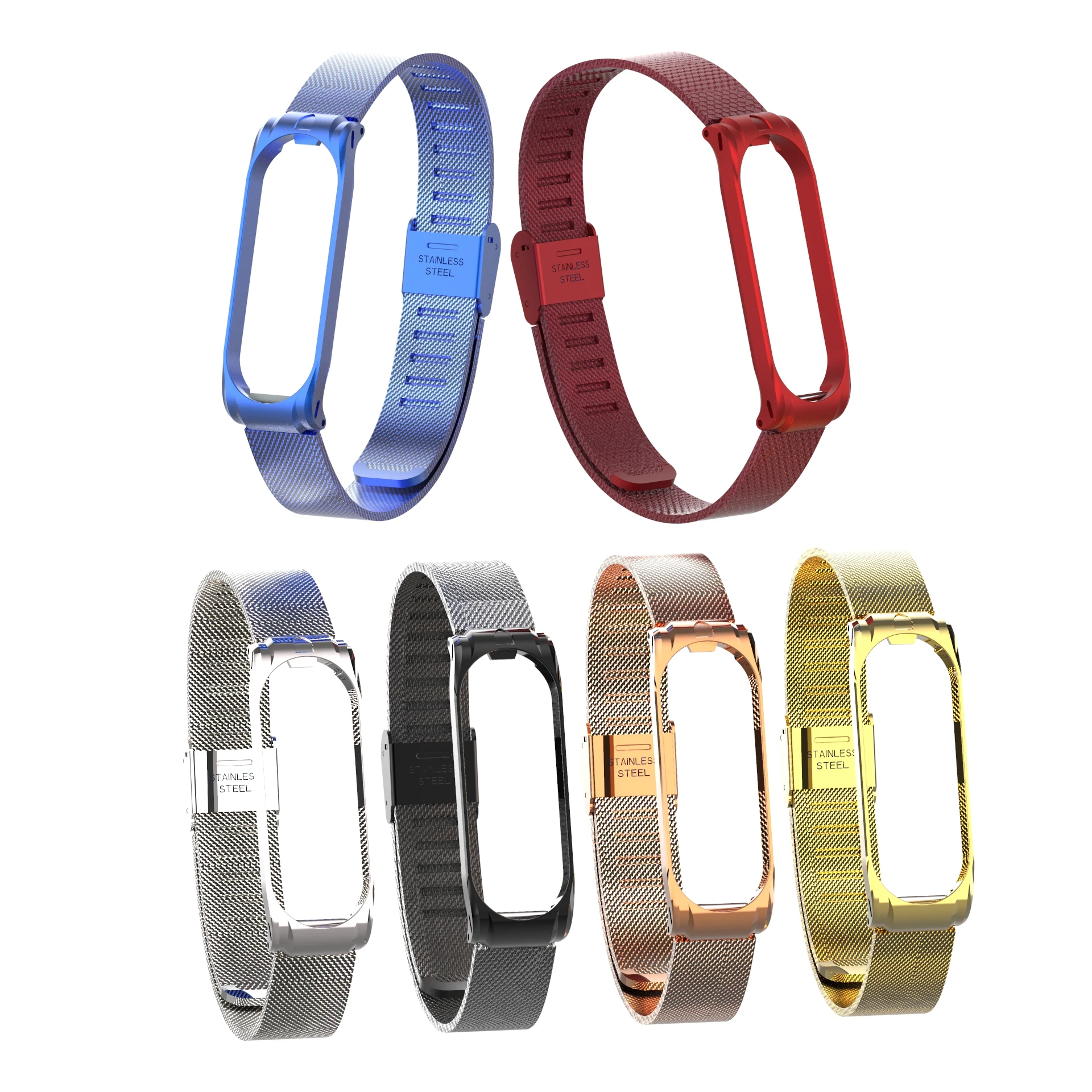Металлический ремешок браслет для Xiaomi Mi Band 3 4 Безвинтовой из нержавеющей стали 34