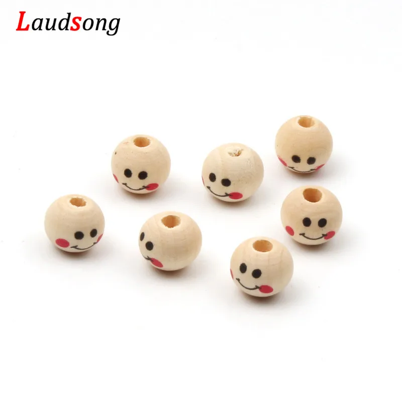 10/25mm Smiley Face Natural Wood Beads Ball Round Loose For Jewelry Making Diy Bracelet Wholesale | Украшения и аксессуары