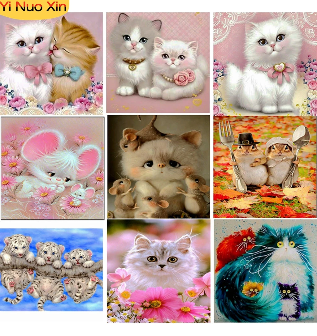 

Home Decor Gift Diamond Painting Rhinestone5D DIY Photo Custom Mosaic Art Set Animal Kitten Full Square/Round Diamond Embroidery